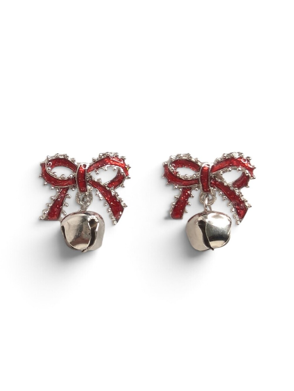 Bow & Jingle Bell Drop Holiday Earrings